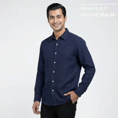 Linen/Remi Blend Shirt, Navy