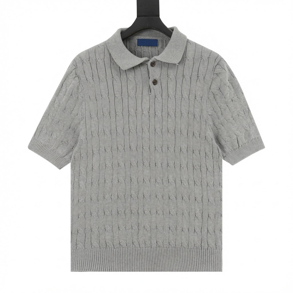 Spurs Knitted Polo Shirt Gray