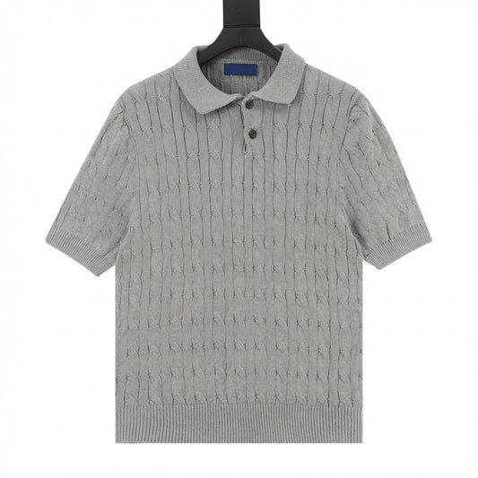 Spurs Knitted Polo Shirt Gray