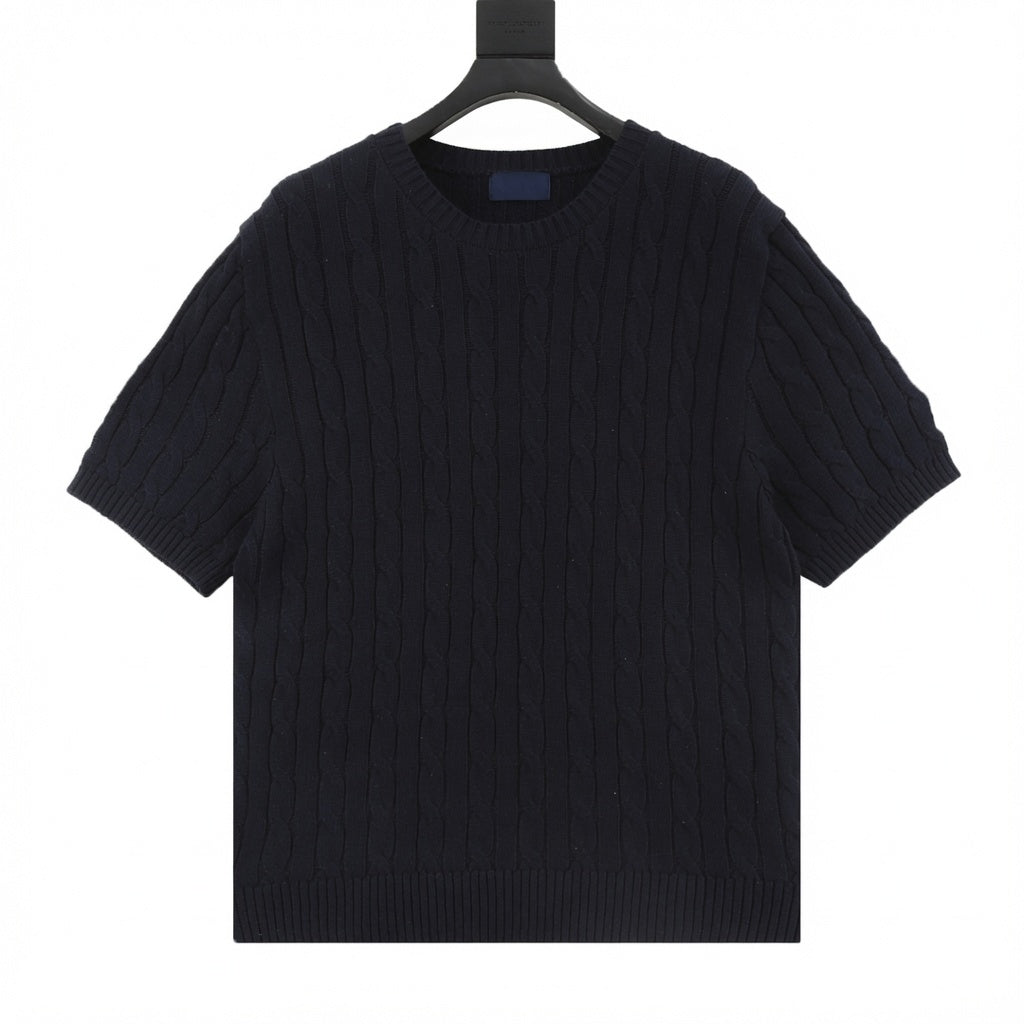 Cable-Knit Crewneck Sweater Navy