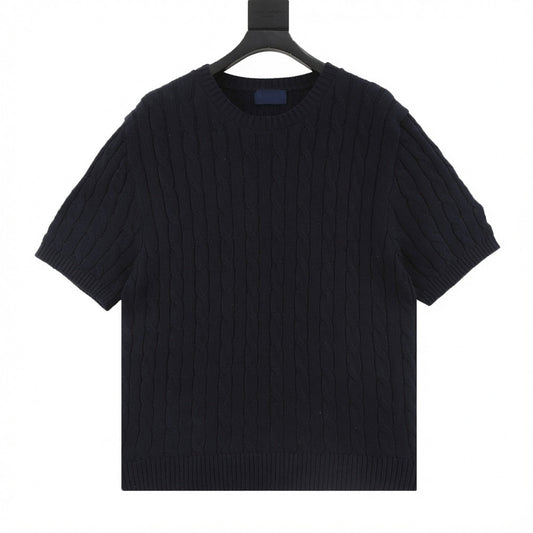 Cable-Knit Crewneck Sweater Navy
