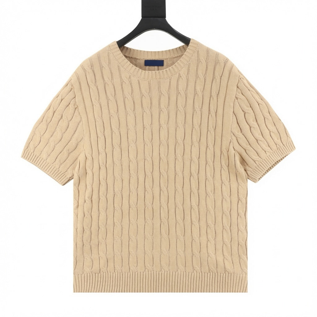 Cable-Knit Crewneck Sweater Camel