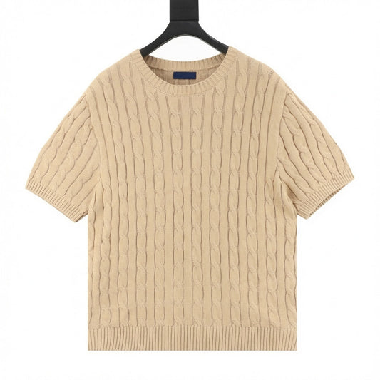 Cable-Knit Crewneck Sweater Camel