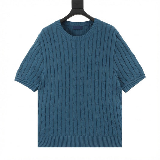 Cable-Knit Crewneck Sweater Teal