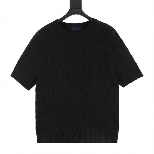 Cable-Knit Crewneck Sweater Black