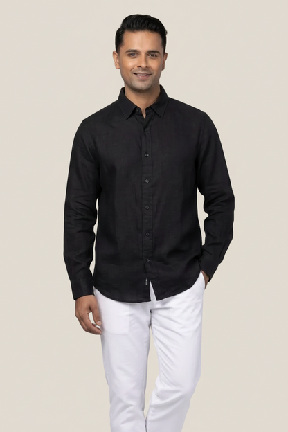 Linen/Remi Blend Shirt, Black