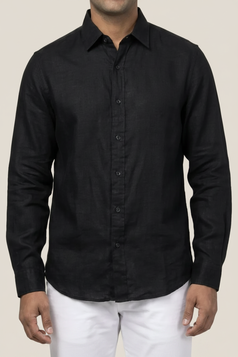 Linen/Remi Blend Shirt, Black