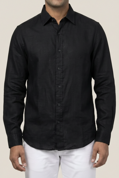 Linen/Remi Blend Shirt, Black