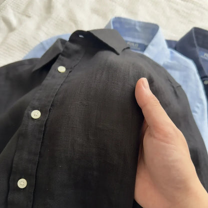 Linen/Remi Blend Shirt, Black